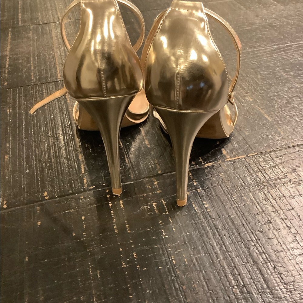 Express Shiny Gold Strappy Heels - Picture 3 of 6